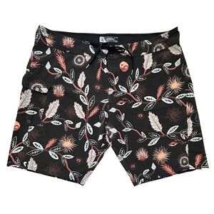 Volcom Board Shorts Mens 40 Black Celestial AOP Surf Trunks Psychedelic Tropical